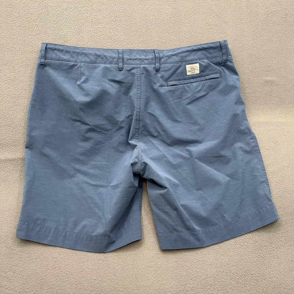 Faherty All Day Shorts Mens 38 Blue‎ 9 Inseam Chino Stretch Drawstring Casual